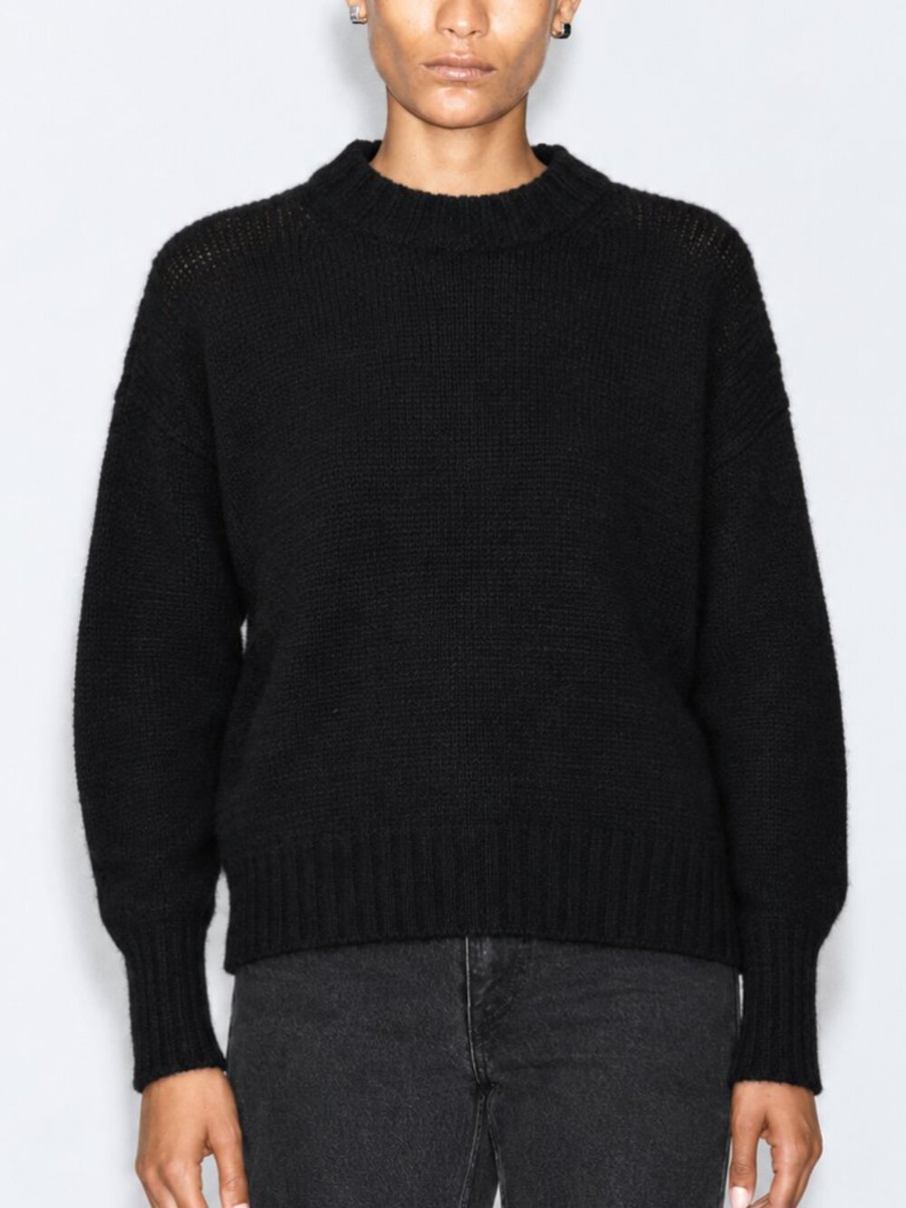 COS Black Alpaca Wool Blend Lightweight Crewneck Sweater Small
